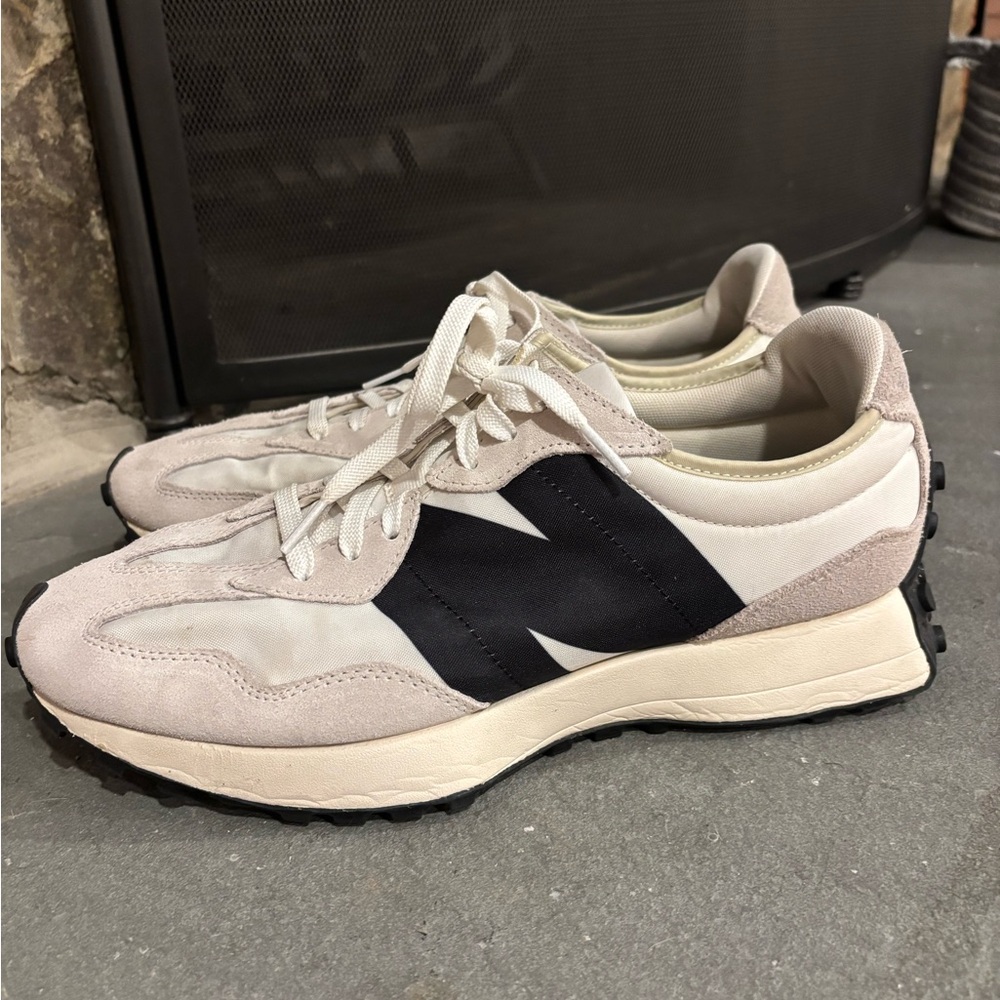 New Balance 327s Cream and Black Athletic Shoes